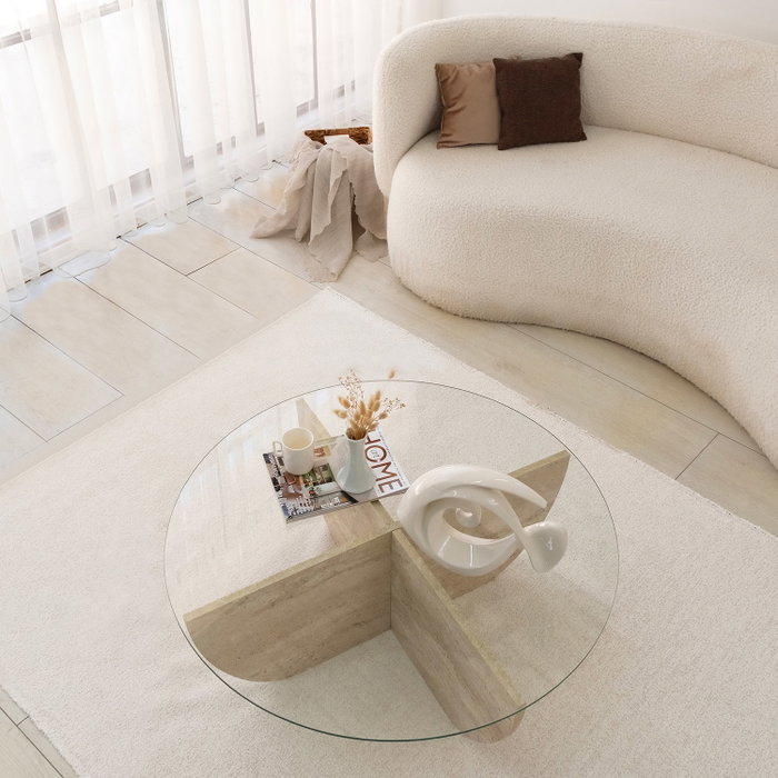 Hanah Home Mesa de café Lily en color Travertino
